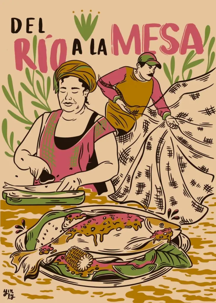 Cartel conmemorativo Del Río a la Mesa